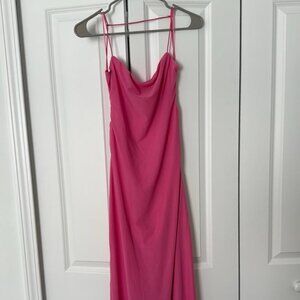 Elegant pink spaghetti strap backless dress